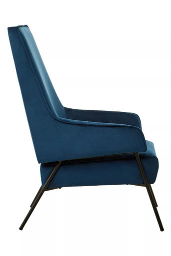 Henia Blue Velvet Chair - Image 3