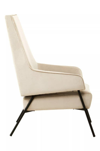 Henia Cream Velvet Chair - Image 3