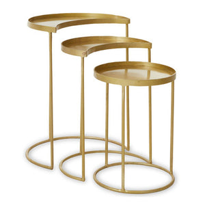 Suar Nest Of Three Antique Brass Finish Side Tables