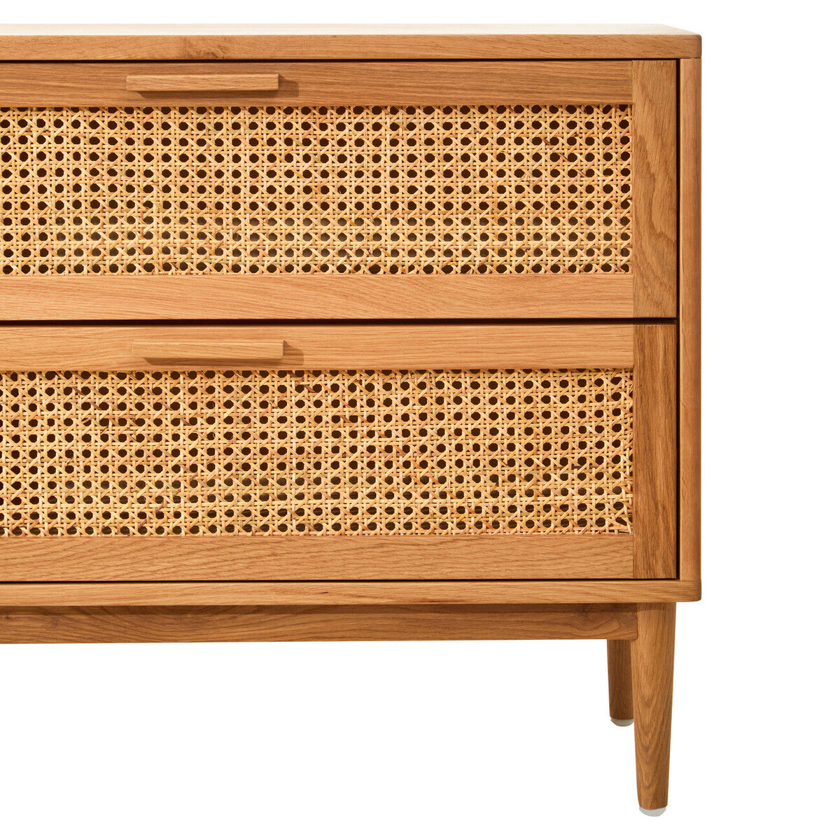 Lyon Rattan and Oak Wood Chest of Two Drawers
