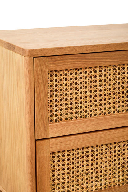 Lyon Rattan and Oak Wood Chest of Two Drawers