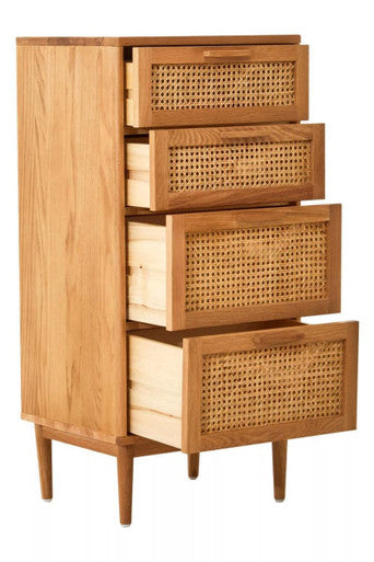 Lyon Rattan and Oak Wood Chest of Four Drawers - Image 7