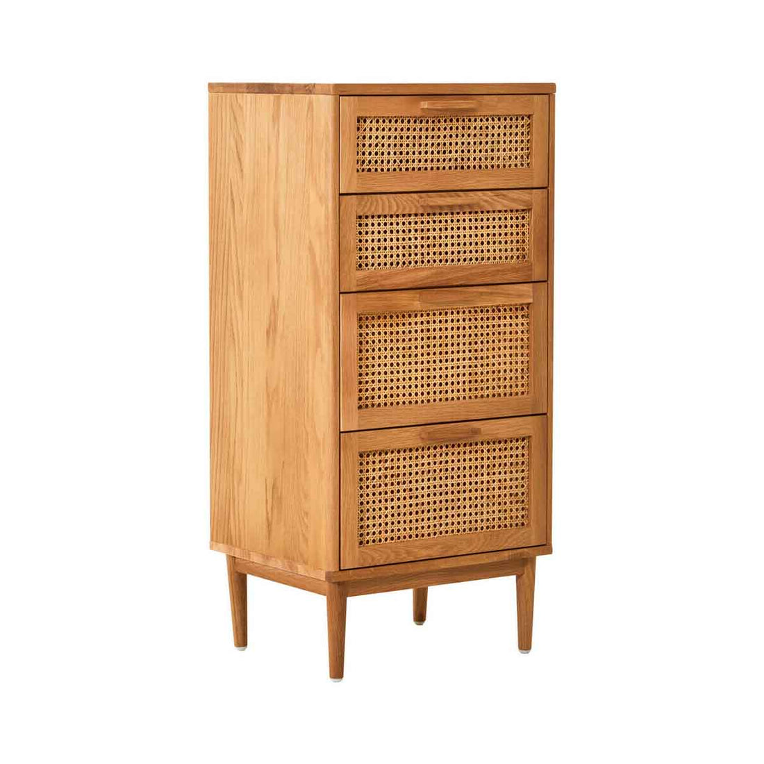 Lyon Rattan and Oak Three Drawer Wood Chest
