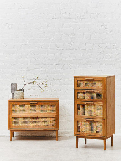 Lyon Rattan and Oak Wood Chest of Four Drawers - Image 9