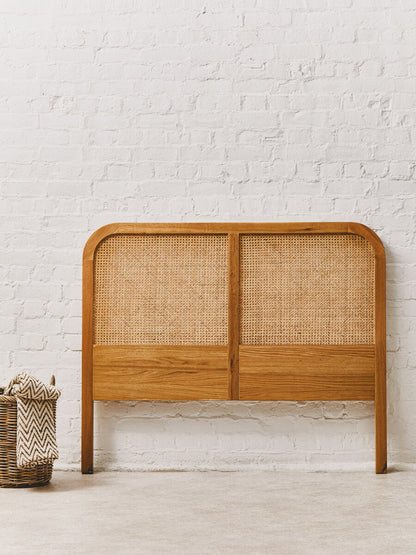 Lyon Rattan and Oak Wood Double Bed Headboard - Image 3
