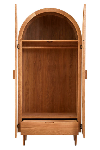 Lyon Rattan and Oak Wood 2 Door Wardrobe