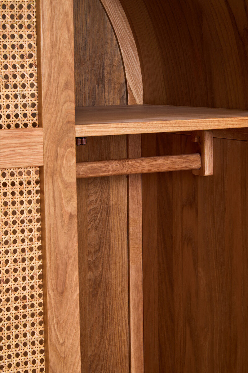 Lyon Rattan and Oak Wood 2 Door Wardrobe - Image 10