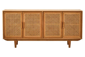 Lyon 4 Door Natural Rattan And Oak Sideboard