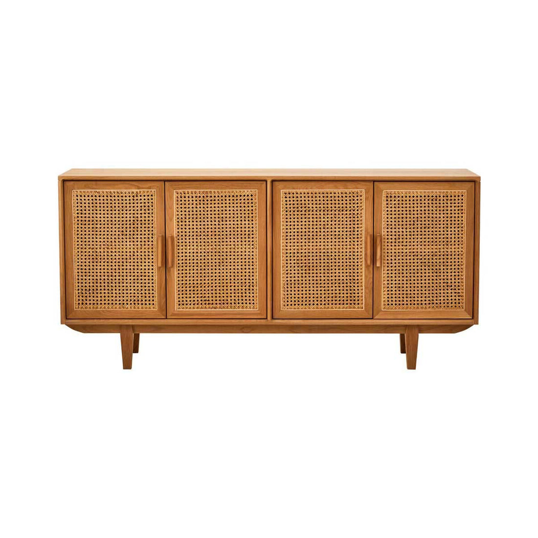 Lyon 4 Door Natural Rattan And Oak Sideboard