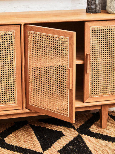 Lyon Rattan and Oak Wood 4 Door Sideboard - Image 7