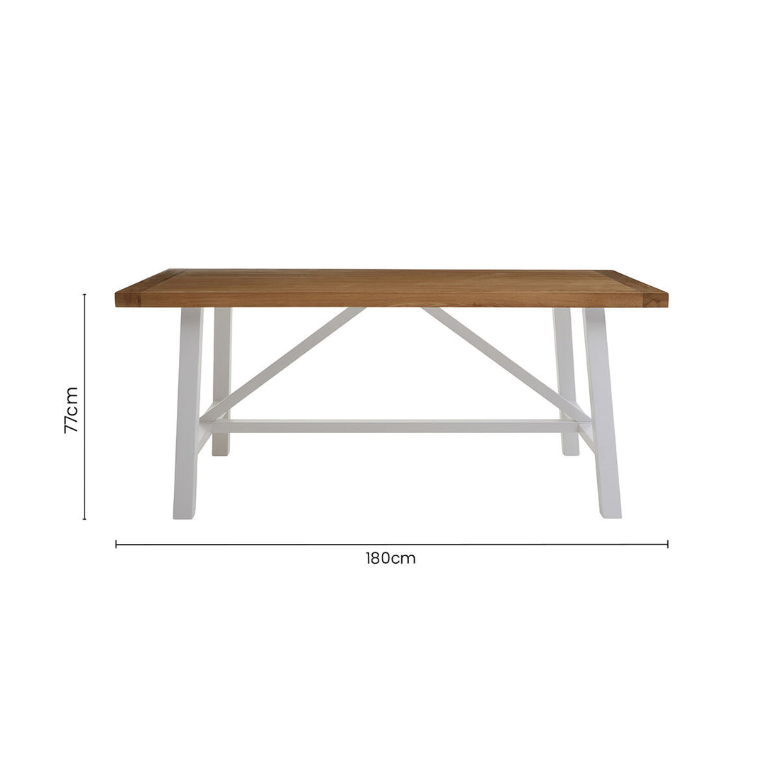 Natural Reclaimed Oak and Birch Wood Rectangular Dining Table with White Painted Base, Parkside