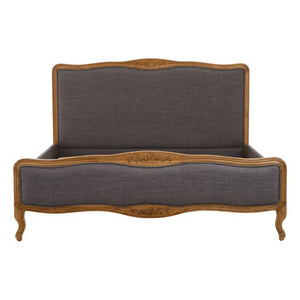 Parkside Grey Fabric and Oak Wood Super King Bed