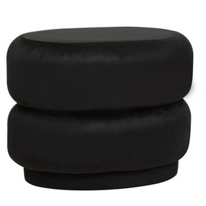 Hartford Black Velvet Oval Pouffe