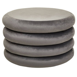 Hartford Grey Velvet Round Pouffe