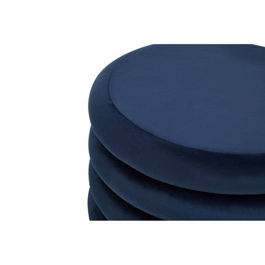 Hartford Midnight Navy Velvet Round Pouffe