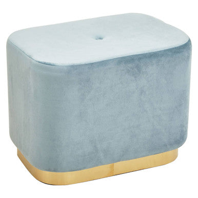 Hartford Blue Velvet and Matte Gold Rectangular Pouffe - Image 3