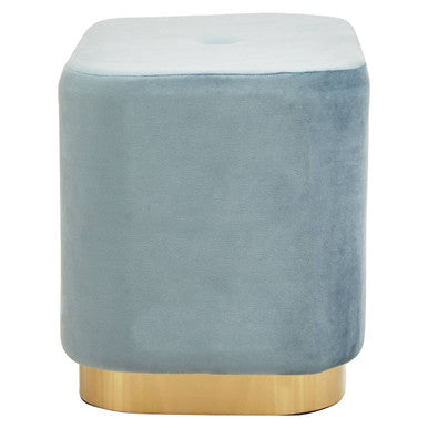 Hartford Blue Velvet and Matte Gold Rectangular Pouffe - Image 4