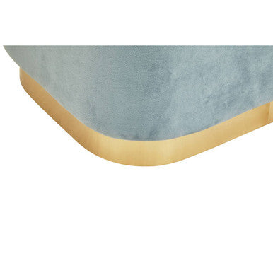 Hartford Blue Velvet and Matte Gold Rectangular Pouffe - Image 6