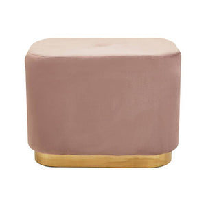 Hartford Dusty Pink Velvet and Matte Gold Rectangular Pouffe