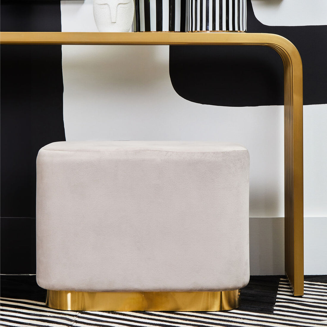 Hartford Mink Stool With Matte Gold Base