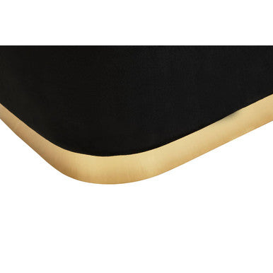 Hartford Black Velvet and Matte Gold Rectangular Pouffe - Image 5