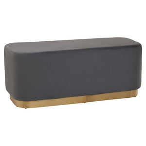 Hartford Grey Velvet Bench with Matte Gold Base