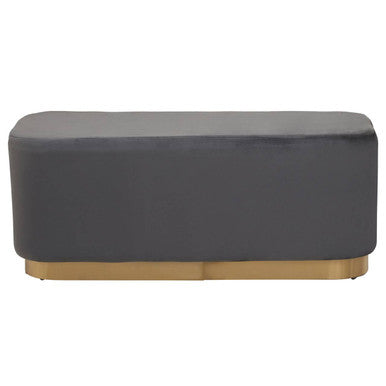 Gray ottoman with a gold base on a white background