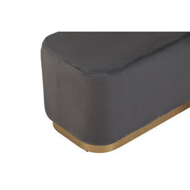 Hartford Grey Velvet Bench with Matte Gold Base - Image 4