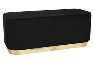 Hartford Rectangular Black Stool With Matte Gold Base