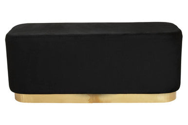 Hartford Rectangular Black Stool With Matte Gold Base