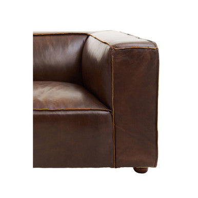 King Two Seater Mexico Brown Leather Sofa