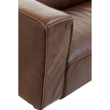 King Two Seater Mexico Brown Leather Sofa