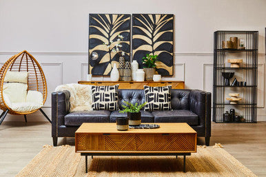 3 Seater Modern Chesterfield Black Leather Sofa, King - Image 8