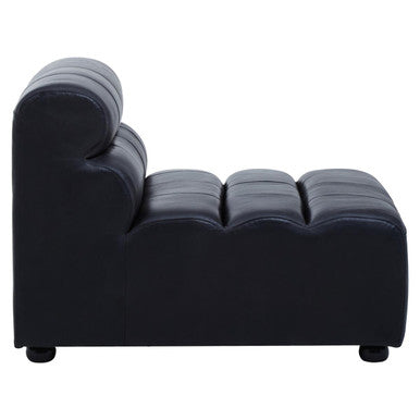 King Armless Distressed Slate Leather Sofa Chair