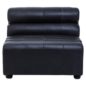 King Armless Antique Black Leather Modular Sofa Chair