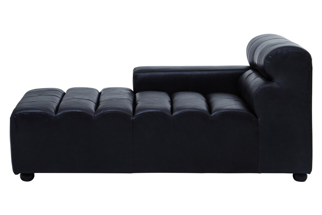 Antique Black Left Arm Leather Modular Chaise Sofa, King - Image 5