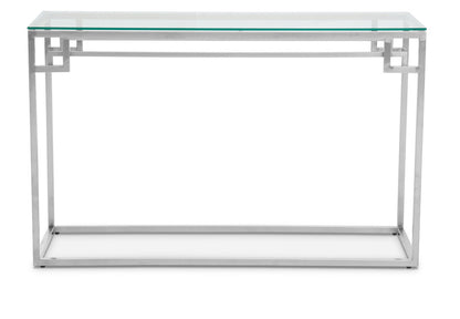 Allure Tempered Glass Silver Finish Console Table