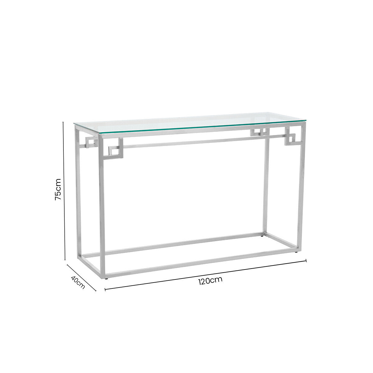 Allure Tempered Glass Silver Finish Console Table