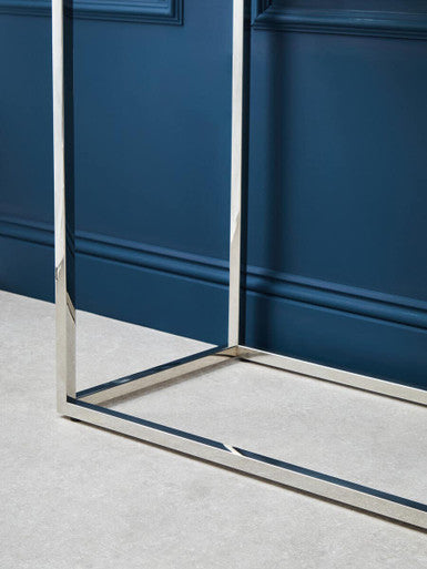 Allure Tempered Glass Silver Finish Console Table