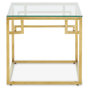 Allure Gold Finish Side Table with Tempered Glass Top