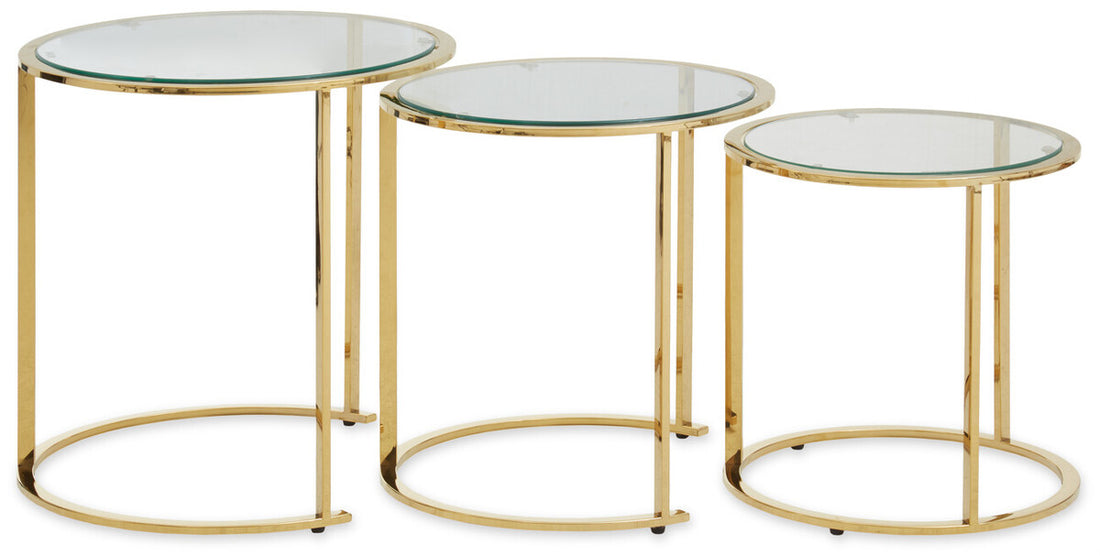 Allure Set Of 3 Gold Brushed Nesting Tables