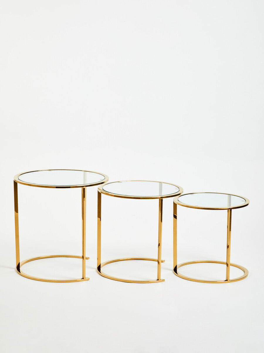 Allure Set Of 3 Gold Brushed Nesting Tables