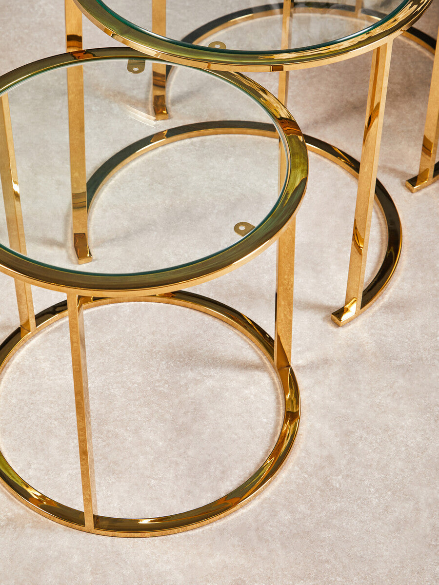 Allure Set Of 3 Gold Brushed Nesting Tables