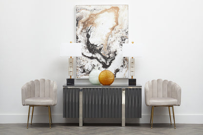 Bari Mink Velvet Scalloped Dining Chair