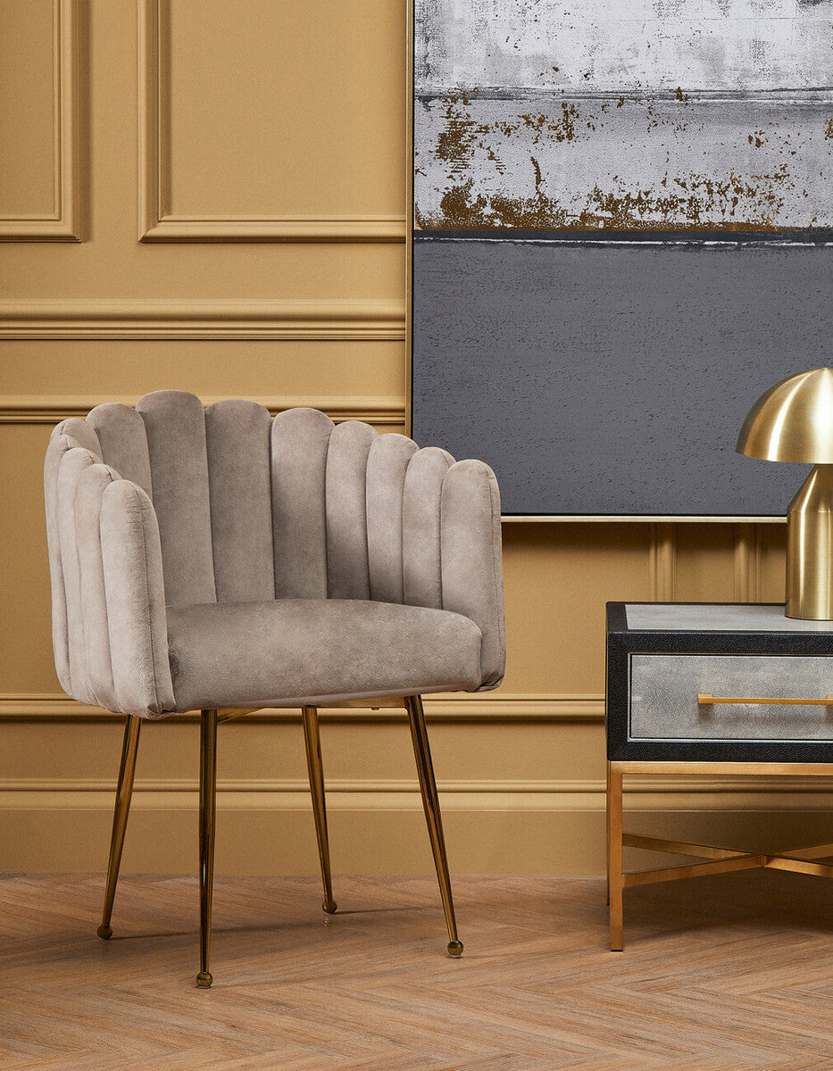 Bari Mink Velvet Scalloped Dining Chair - Image 8