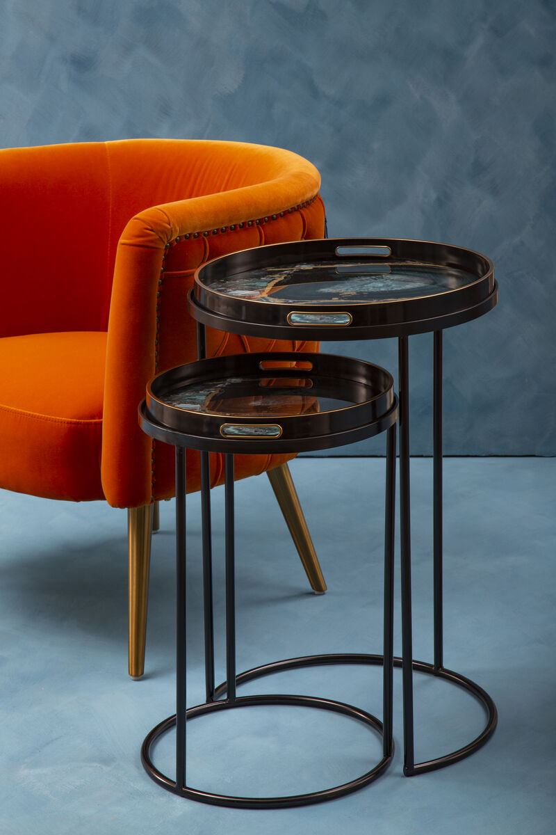 Celina Set Of 2 Nesting Tables with Agate Effect - Image 3