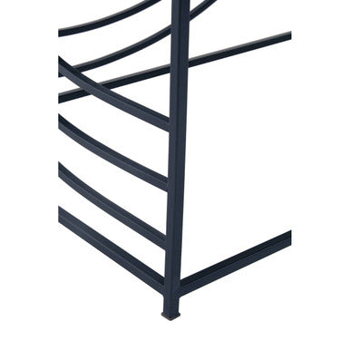 Mirrored Glass Top Coffee Table with Black Curved Line Metal Frame, Logan