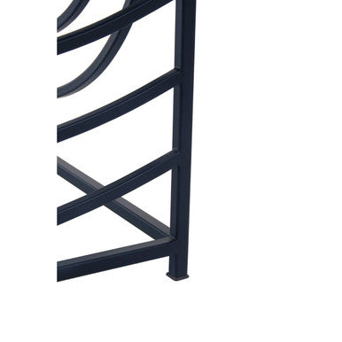 Mirrored Glass Top Coffee Table with Black Curved Line Metal Frame, Logan