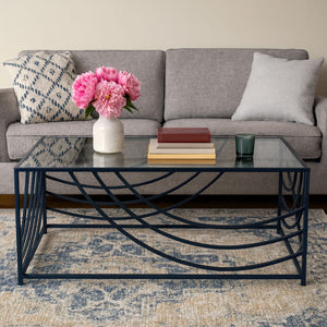 Logan Mirrored Top and Black Finish Coffee Table