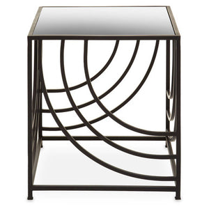 Logan Mirrored Top and Black Finish Square Side Table